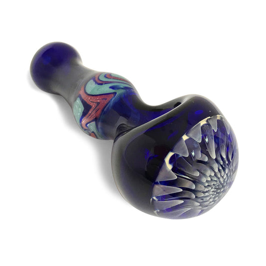 Cobalt Blue Opaque Glass Spoon / Hand Pipe