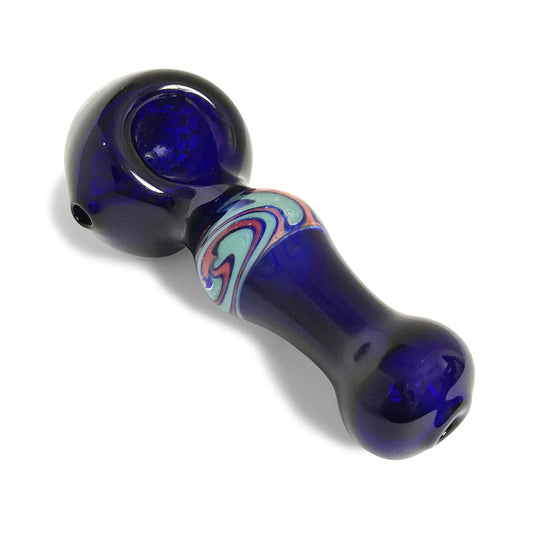 Cobalt Blue Opaque Glass Spoon / Hand Pipe